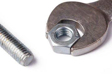 chrome spanner with nut and bolt
