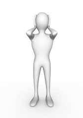 Personnage 3d avec les mains sur les oreilles