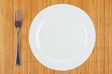 Empty plate and fork