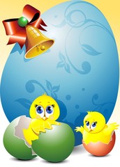 Pulcini Pasqua-Easter Chicks-Poussins Paques-Vector