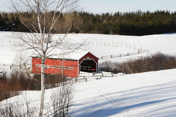 Red covered bridge