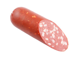 Fresh salami isolated on white background