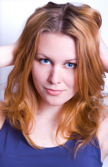 Naklejka premium The young fine girl. Photosession in studio