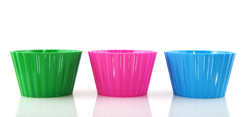 colorful plastic cups