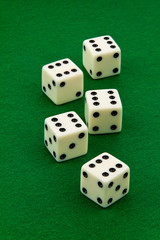 Würfel eines Spieles. Sechser. Glück und Erfolg im Spiel.