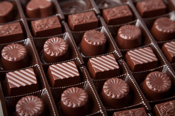 assorted chocolate candies in box