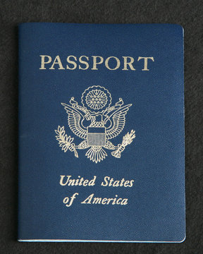 USA passport on a dark gray background