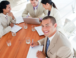 Self-assured business people in a meeting