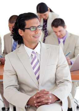 Confident businessman in a meeting