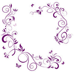 Fototapeta na wymiar Vintage floral violet border