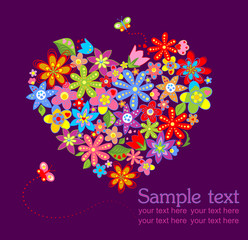 Greeting card with floral heart