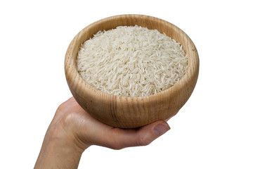 Hand holding bowl of rice - 20462324