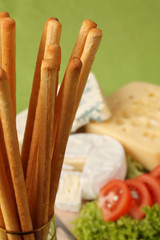 Grissini breadsticks and cheese