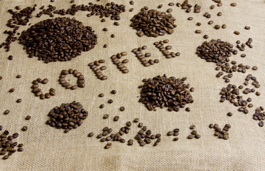 sign made of coffee beans