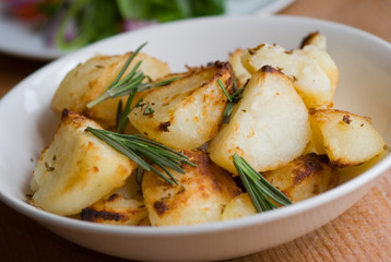 Roasted potatoes in a bowl