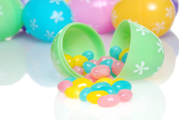 Fototapeta na wymiar Colorful Easter Jelly Beans Spilling