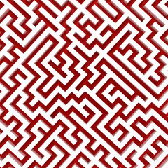 3d Render illustration of Simple red maze