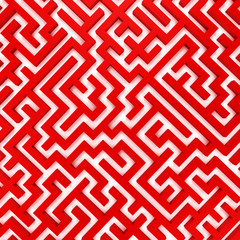 3d Render illustration of Simple red maze
