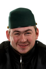 Portrait of funny happy man in hat