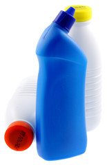 bouteilles plastiques recyclables fond blanc
