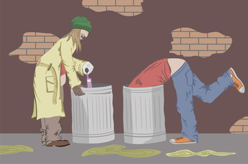 Tramps. Vector illustration