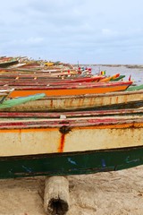 Fototapeta na wymiar Africa Senegal Atlantic coast fishermen boats