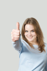 Fototapeta premium Girl Thumbs up