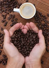 Deurstickers Koffiebar expresso et grains de cafe