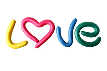 Word LOVE made from plasticine