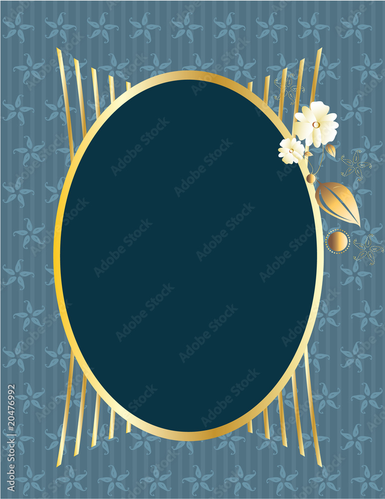 Sticker Blue gold oval frame