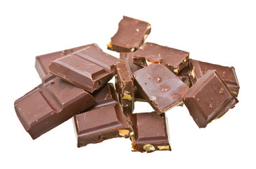 Blocks of chocolate isolated on white