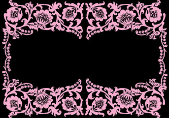 pink floral frame with berries