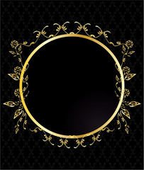 Gold circular floral frame