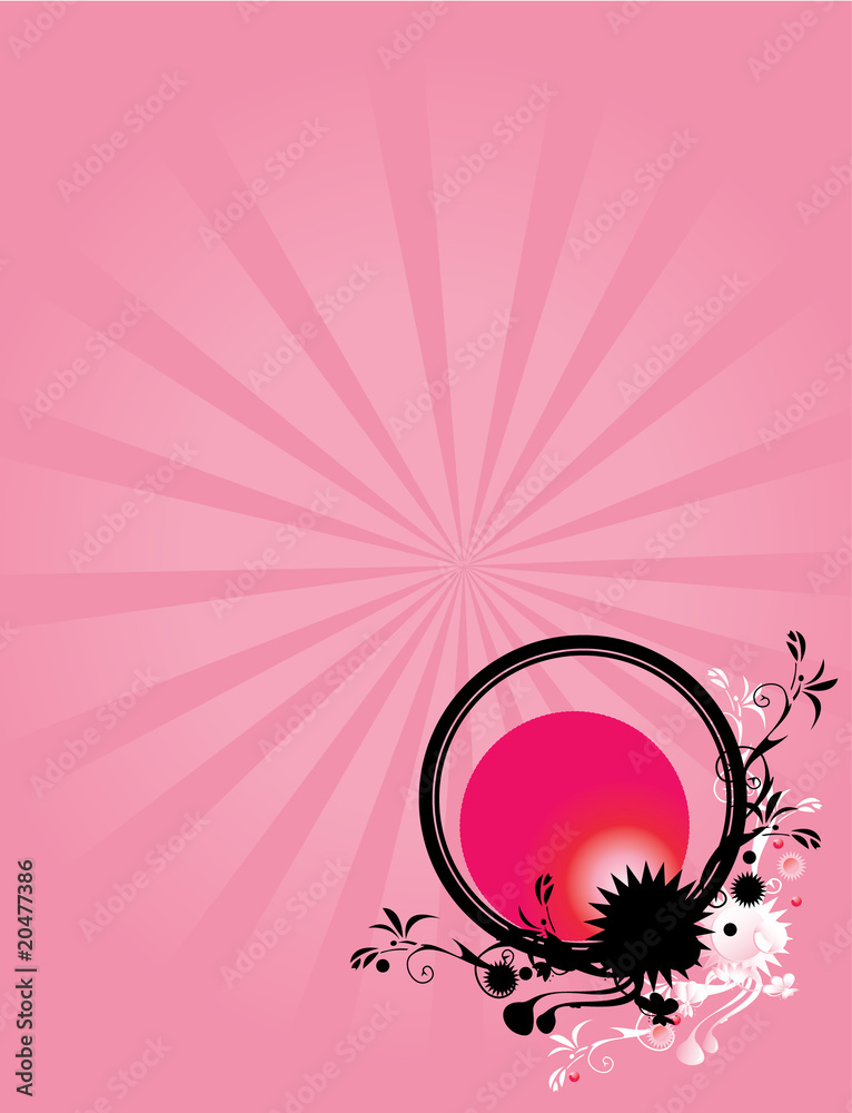 Poster abstract floral circle pink background 1