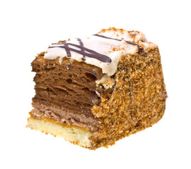 Cake with chocolate isolated on white