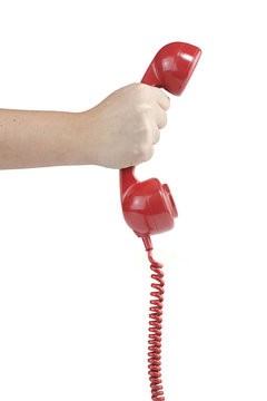 Answering an old fashioned red telephone