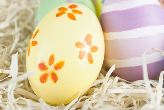 Painted Easter Eggs in Nest