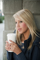 Attractive Blond Woman with Coffee