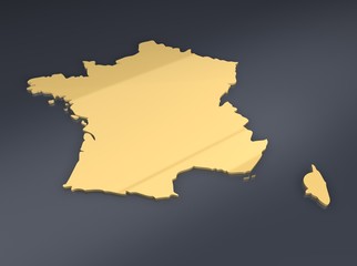 Frankreich Karte goldig