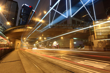 Fototapeta na wymiar traffic in Hong kong at night.