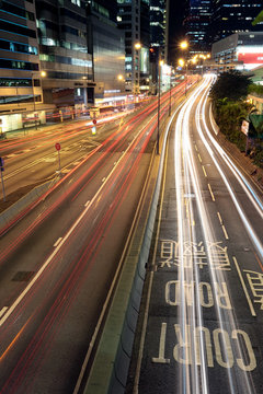 busy freeway in Hong kong at night