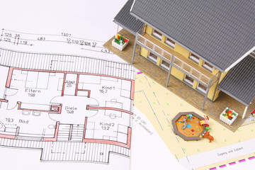 Building project with architect´s plan
