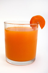 Carrot juice in glass.