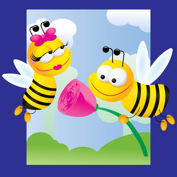 Vector clip-art illustration of a beee`s life..