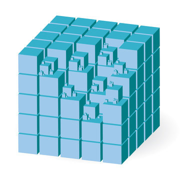 Blue construction set of cubes, vector illustration