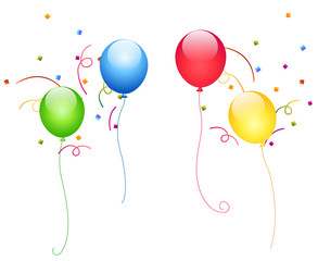 Colorful balloons and Confetti
