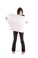 girl with an advertising poster