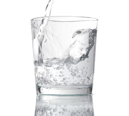 flowing liquid in a transparent glass