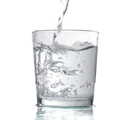 flowing liquid in a transparent glass