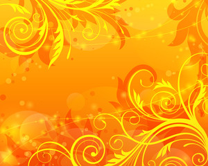 Fototapeta na wymiar vector floral orange background